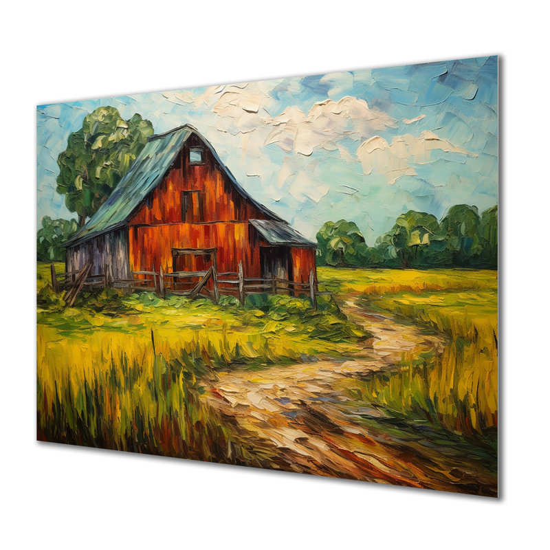Rustic Farmhouse Green Country Road - décoration murale maison de campagne, Métal métal, H 16 po x l 32 po x P 1 po