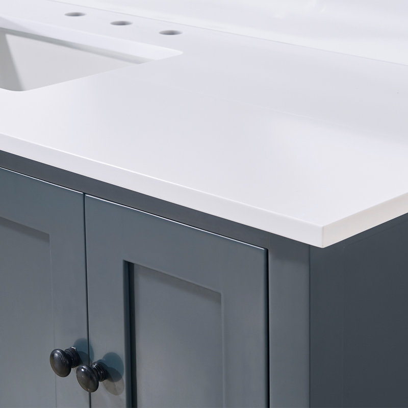 Plateau de meuble-lavabo simple 61 po Andalo en blanc neige avec lavabo Andalo