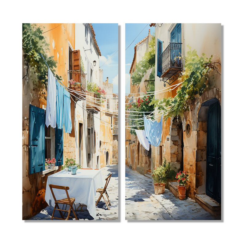 Laundry Day In Italy I - Impressions d'art moderne sur toile, 40" H x 40" W, Wrapped Canvas, Does Not Apply