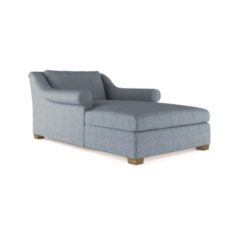 Thompson Chaise Lounge, Plush Velvet Blue Print, Weathered