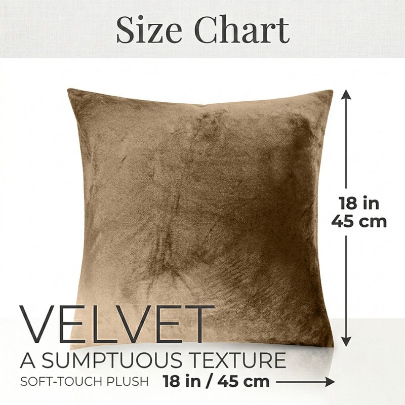 Plain Velvet Cushion Cover-(Pack of 4), Brown