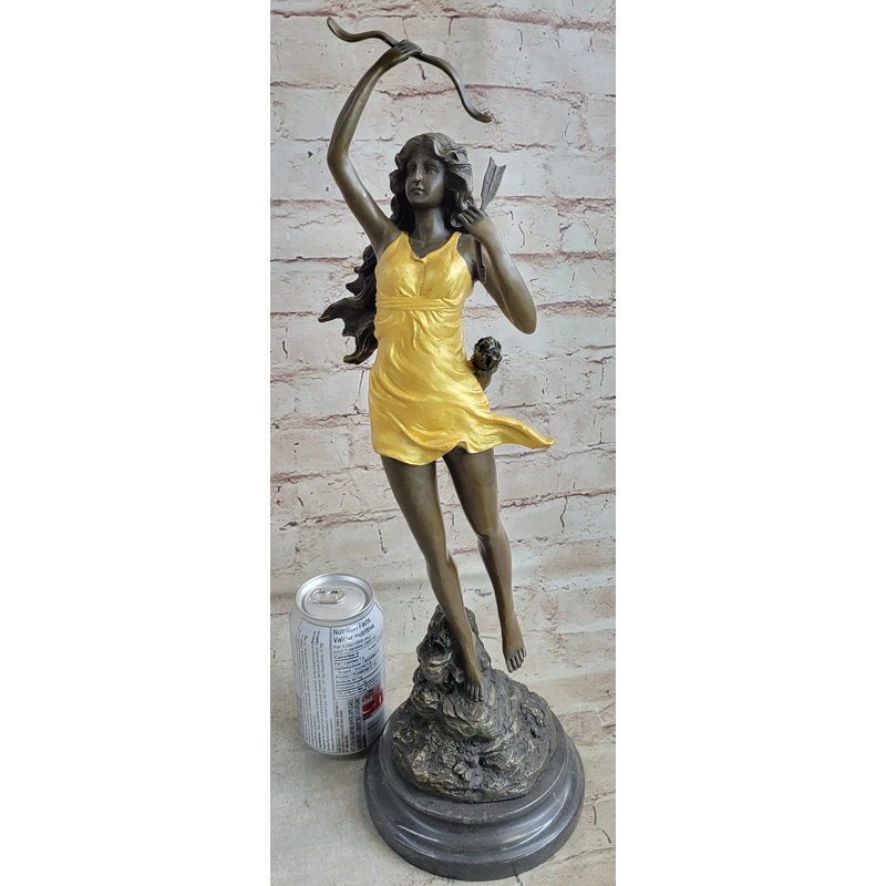Femme nue, chasseuse, fonte chaude, déesse de la chasse, déesse, statue de bronze