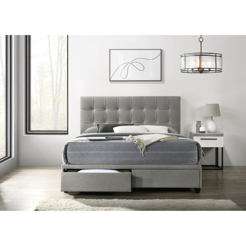 Aidian Upholstered Platform Storage Bed, Gray