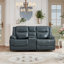 Ensemble de salon inclinable manuel de luxe en cuir véritable 2 pièces Macek - Causeuse et canapé avec console-127681980