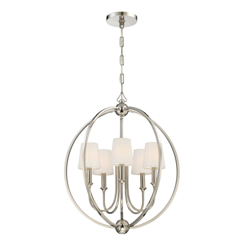 Moriz 5 - Light Dimmable Globe Chandelier, Polished Nickel