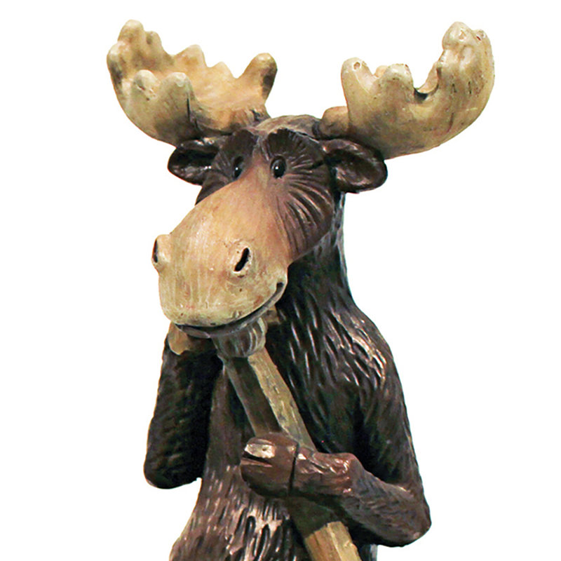 Moose and Black Bear in a Boat Statue