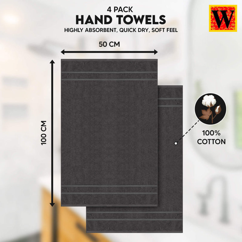 Cotton Hand Towel 50x100, Charcoal