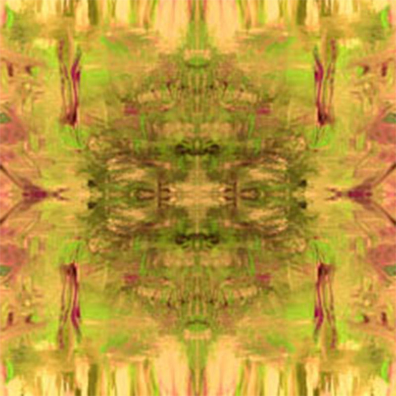 Glace colorée en vert-jaune 5 pièces par Irina Gorbman, H 12 po x l 12 po