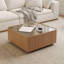 Table basse carrée avec tiroirs de rangement, table basse moderne en bois avec plateau en verre, tables de centre de table de thé pour le salon
