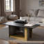 Ensemble de 2 tables basses de luxe avec plateau spacieux et cadre doré-139406276