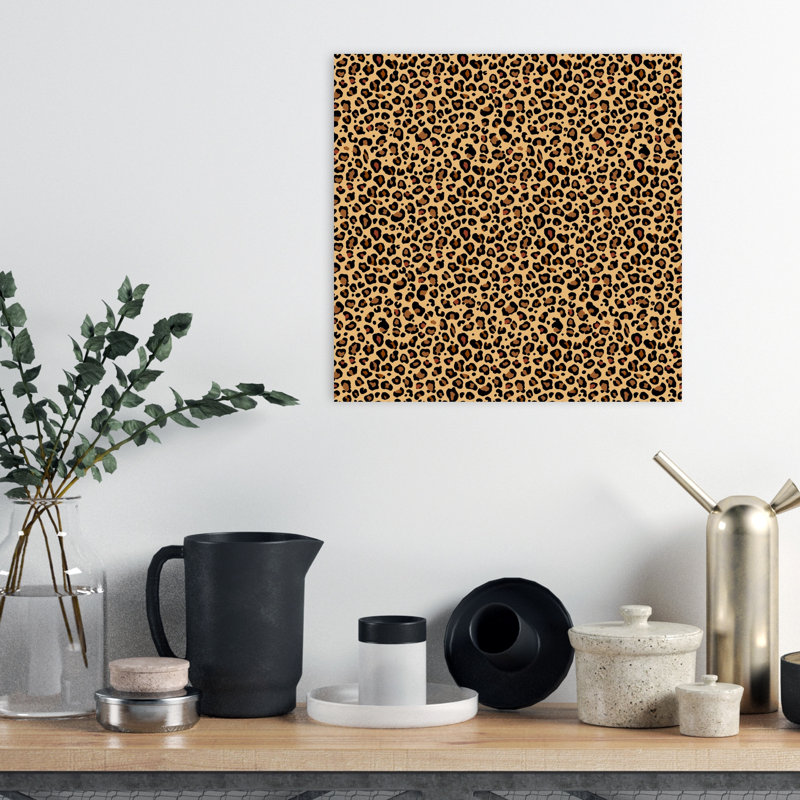 Classic Leopard Print Contemporary Cat Wildlife Wall Art Print 1 Piece Wrapped Canvas Wall Art, 45.72cm H x 45.72cm W