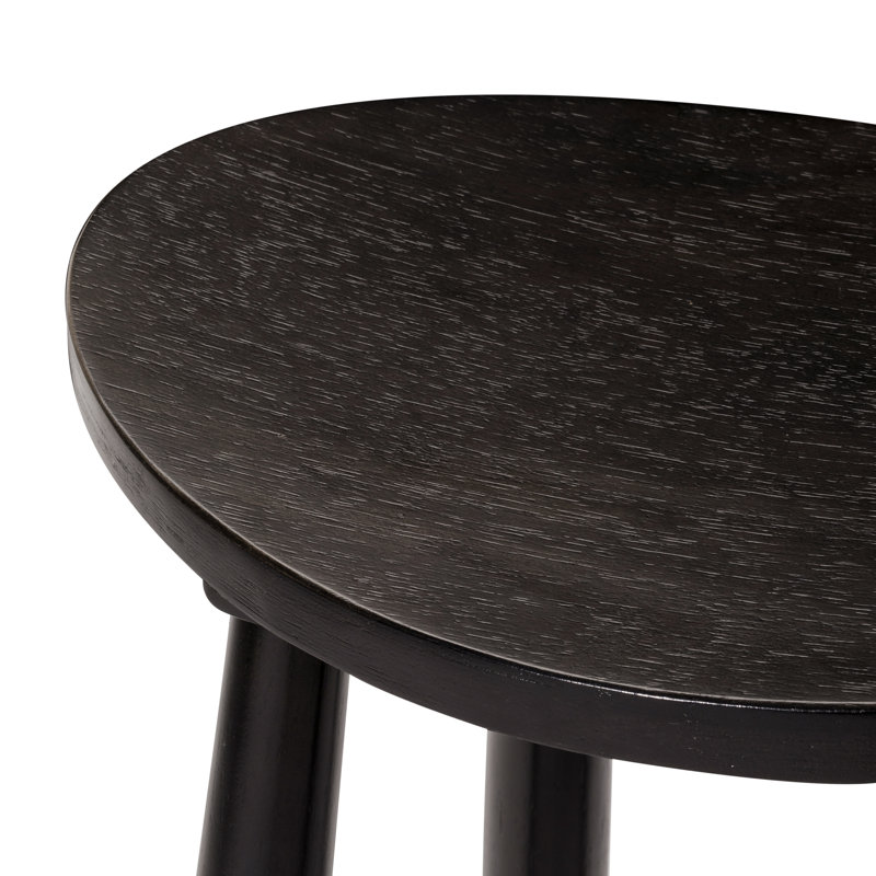 Maven Lane Luna Backless Stool in Wood Finish, Bar Stool (31" Seat Height), Rustic Black