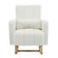 Chaise berçante en velours blanc crème avec coussin, support ergonomique très confortable, conception à surpiqûres verticales, polyvalente pour une finition intérieure et confort d'assise spacieux, dossier remarquablement visible