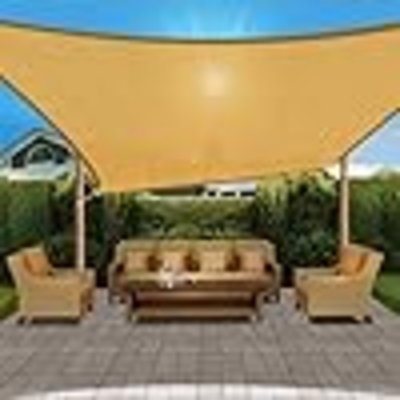 Sun Shade Sail,Heavy Duty UV Protection Beach Shade Canopy Wind Sail,Tear And Rust Resistant Patio Sail Shade For Yard Deck Lawn Garden Rectangle Sunshade(12',Sand)