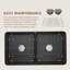 Echo Fireclay 33 in. White Farmhouse Sink Apron Front Farm Sink Double Bowl Kitchen Sink with Accessory Kit-98387760-91457276