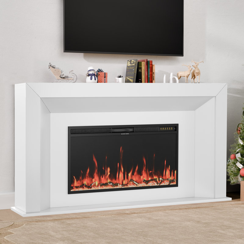 65.75" Electric Fireplace Heater Mantel Tv Stand With Remote Control, Overheat Protection