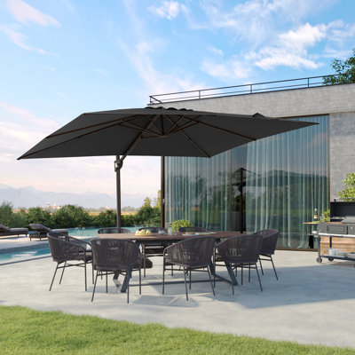 Parasol de patio rectangulaire en porte-à-faux sans base lestée 12 pi x 9 pi Selami