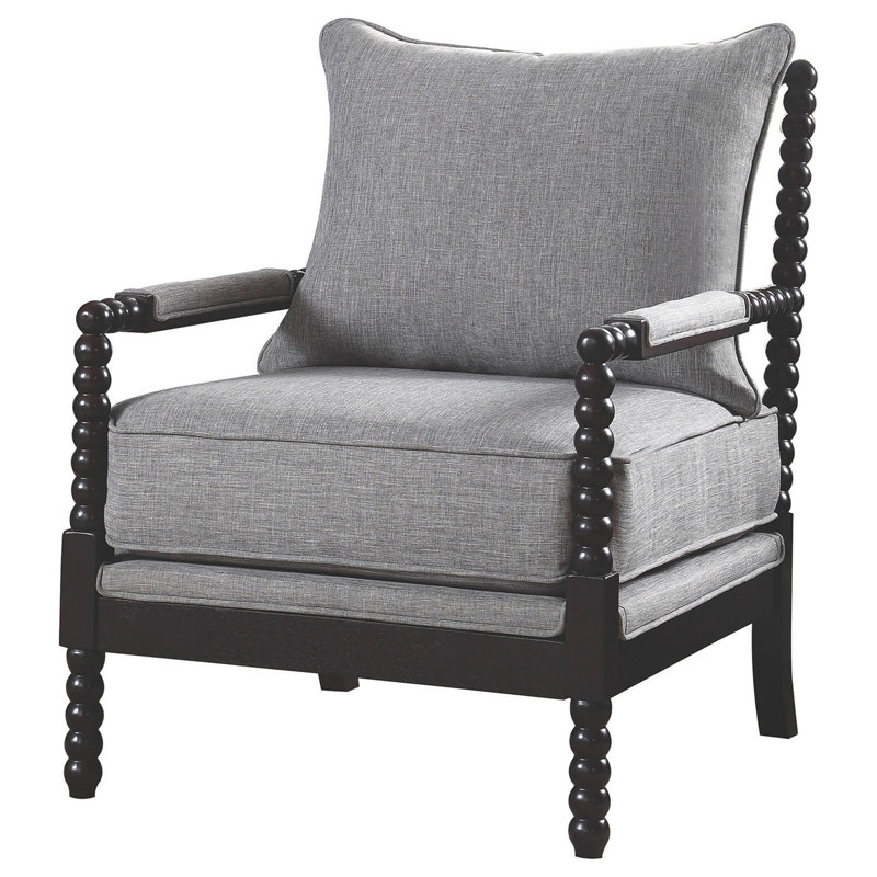 Herndon Upholstered Bobbin Accent Chair, Black, Black