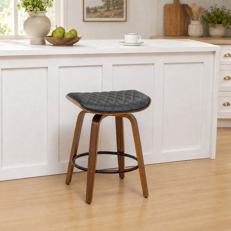 Tabourets de bar pivotants en similicuir Gerald, BLACK, 30.12"