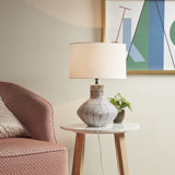 Black/White Geometric Stripe Porcelain Table Lamp