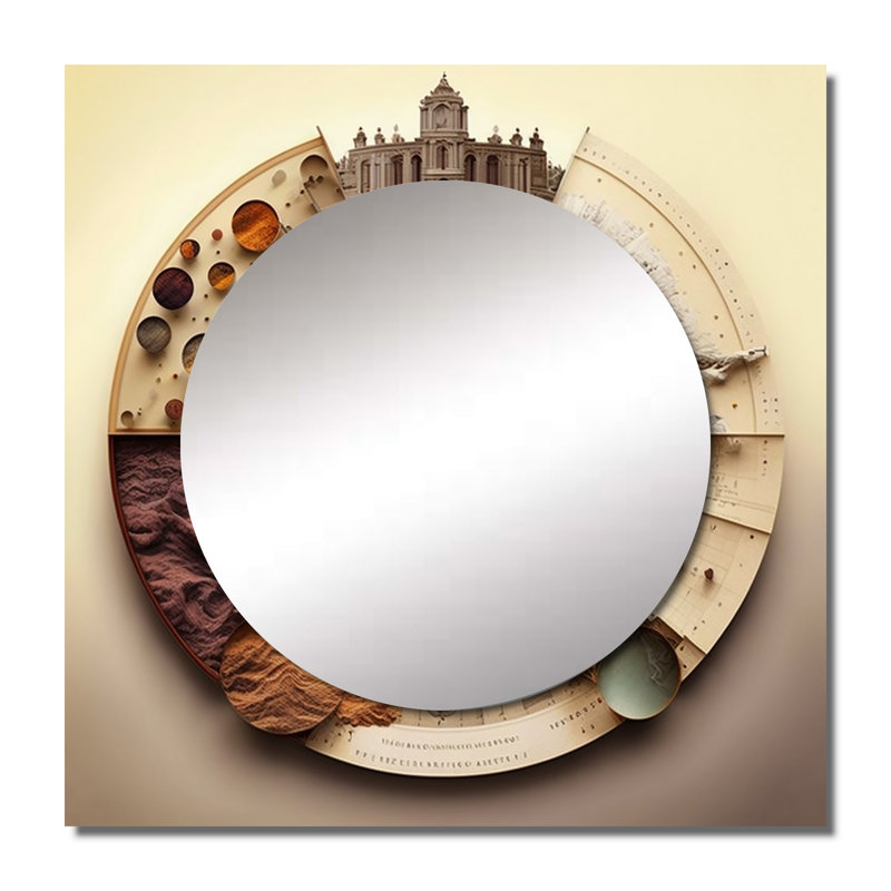 Demaine - Abstract Spirals Square Living Room Wall Mirror Art, 23" x 23"