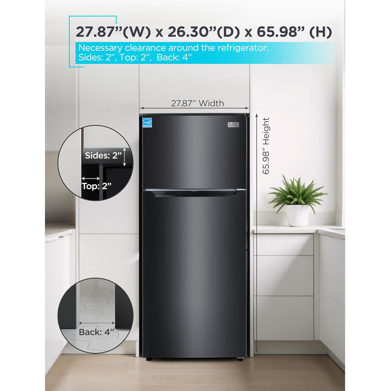 BLACK+DECKER 14.6 Cu. Ft. Top Mount Refrigerator with Freezer, 2 Door Refrigerator with Top Freezer and Adjustable Temperature Control, ENERGY STAR, BR1460HB, Black