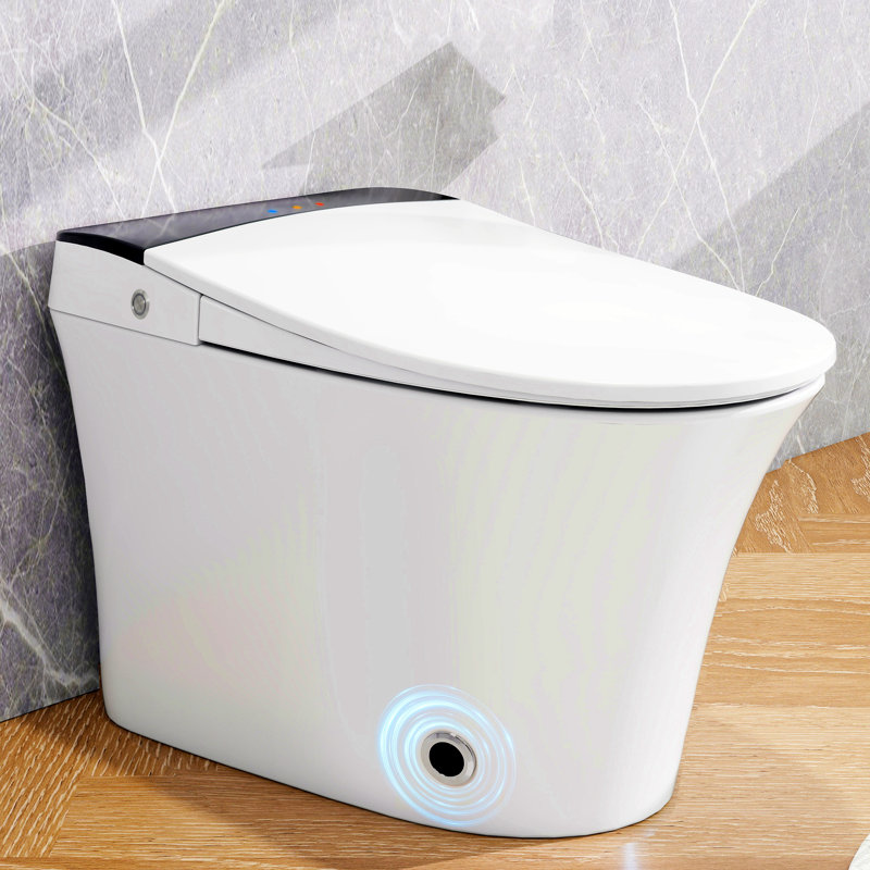 Toilette intelligente à siège chauffant, toilette intégrée, chasse d'eau automatique sans réservoir d'eau, blanc