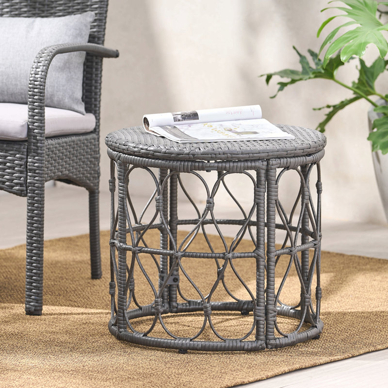 Table d'appoint Rattan Bruce, Gris