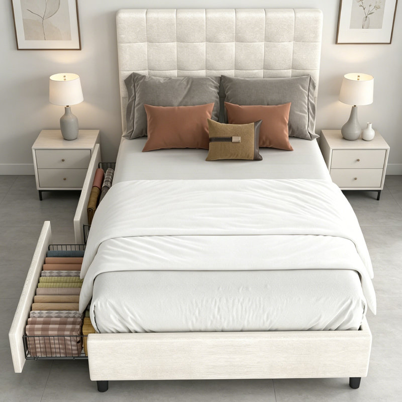 Bedroom Bed Frame with Headboard - Low Platform Bed Full Size Noise-Free No Box Spring Needed Easy to assemble (Bed frame only)