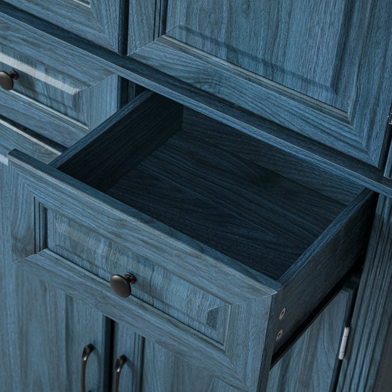 Armoire de salle de bain autoportante, Bleu
