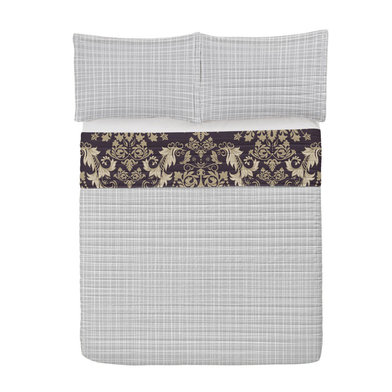 Seal Brown Queen Reversible Microfiber Bedspread Set
