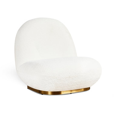Fauteuil pivotant contemporain 360 avec base dorée, revêtement chic Loop et support en mousse haute densité