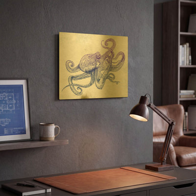 Tableau mural en métal doré « Octo-Flow » de luxe, 40,6 cm x 30,5 cm