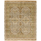 Hand Knotted Wool Area Rug in Cream And Gold