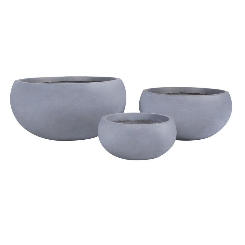 Concrete Effect Bowl Planter, Frostproof Outdoor Plant Pot, Garden Planter with Drainage Holes, Bonsai Pot, Alpine Shallow Planter