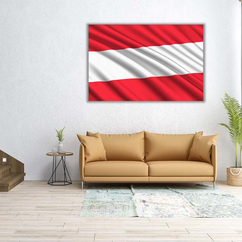 Austria Flag Waving - Canvas Print Wall Art, 16" H x 24" W