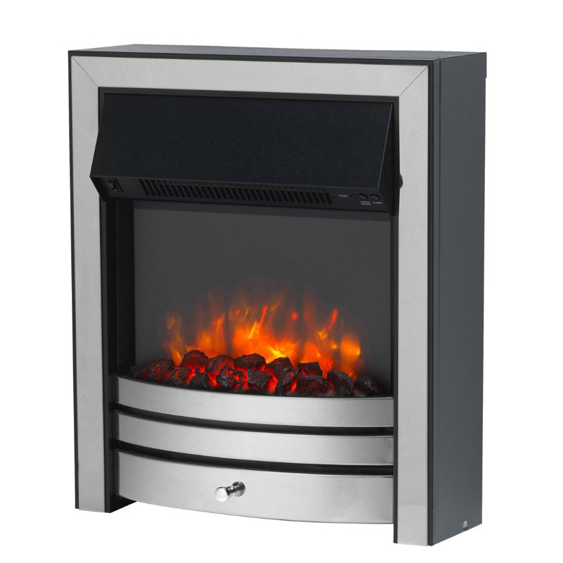 Meadow Castleton Fires & Fireplaces 129.54cm W Electric Fireplace with 6824.28 BTU, With full-depth spacer, Chrome