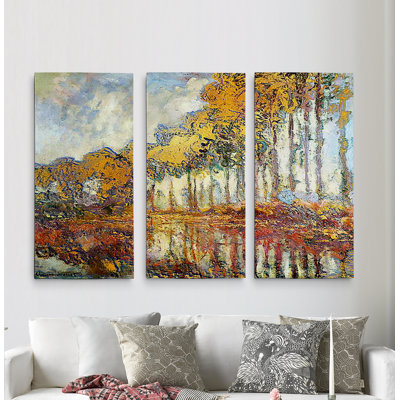 Peupliers sur les rives de la rivière Epte - Reproduction d'art sur toile à pièces multiples
