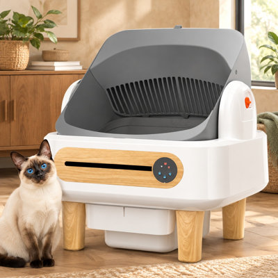 Conçue pour plusieurs grands chats, cette litière robotisée imitation bois automatise le nettoyage grâce à son format ouvert sur le dessus ; le contrôle par application, le fonctionnement ultra-silencieux et la construction durable garantissent une maison saine.