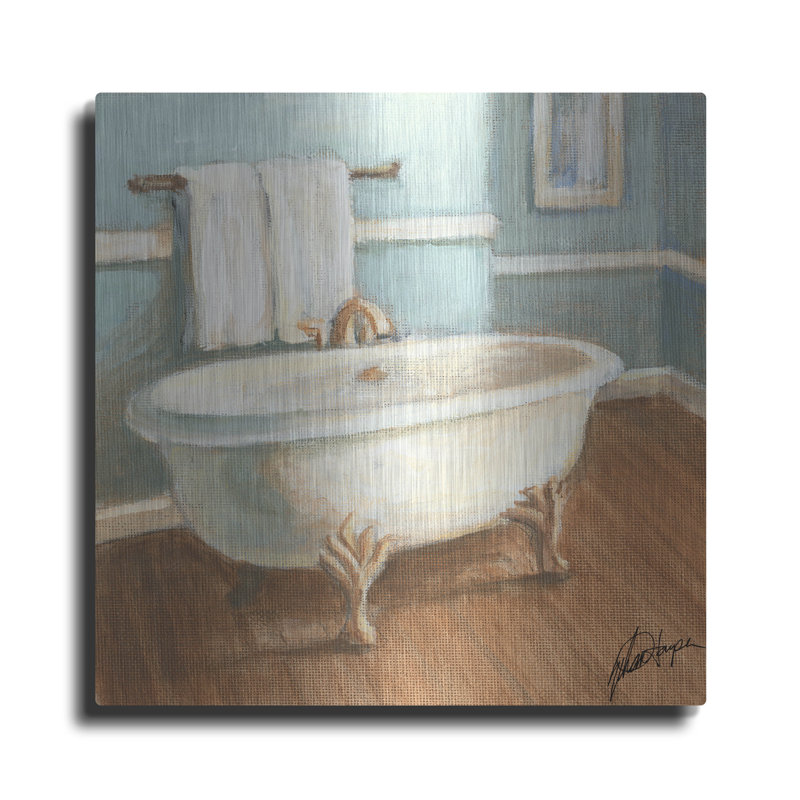 «August Porcelain Bath IV» par August Grove®, art mural en métal, H 36 po x l 36 po