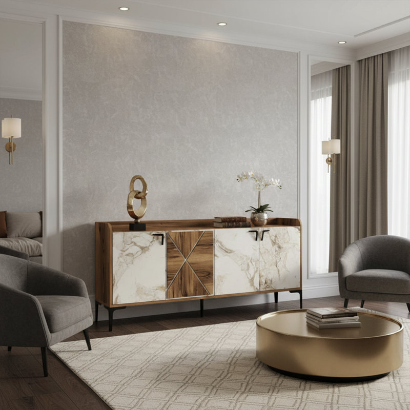 Marbre moderne et buffet avec détails géométriques