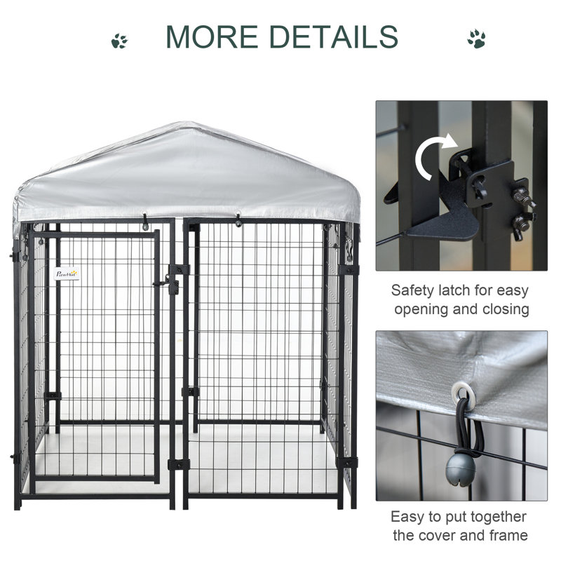 Galvanized Steel Outdoor Dog Kennel with UV-Resistant Roof