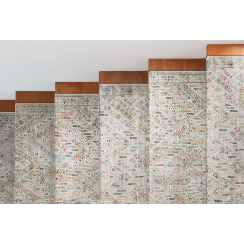 Gowan Anya Ivory Custom Hallway Stair Kitchen - Vintage Tribal Low Pile Carpet, Runner 2'3" x 61'