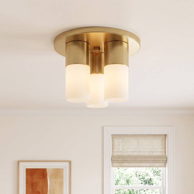 Otto Glass Flush Mount, Aged Brass