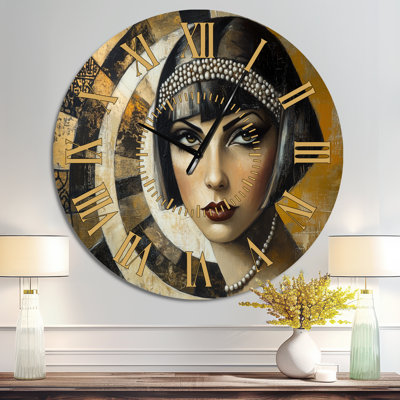 Horloge murale ronde en métal Art déco, inspirée des Années folles