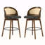 Tabouret de bar d'intérieur en bois Como, finition noyer foncé avec revêtement noir, ensemble de 2