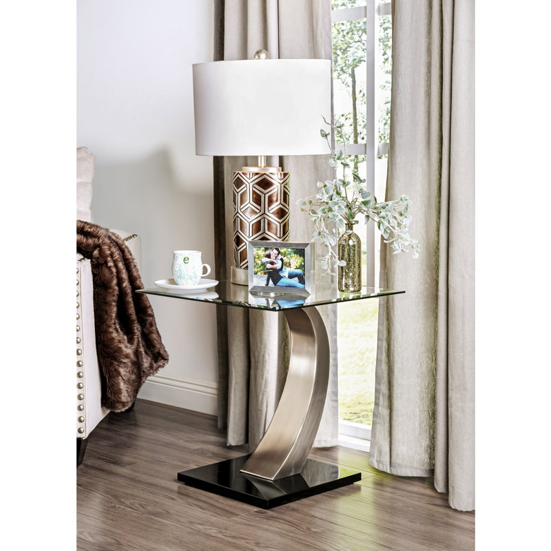 Natalia Glass Top End Table