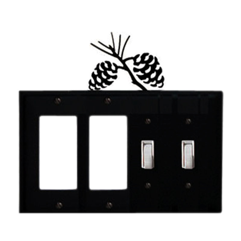 Pinecone 4-Gang Toggle Light Switch / Rocker Combination Wall Plate