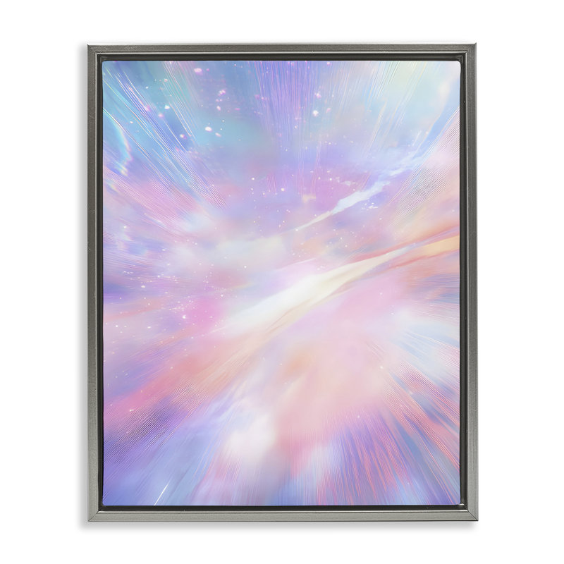 Iridescent Nebula Abstraction Floating Frame, design by Franklyn Gregory, 31" H x 25" W, Luster Gray Floater Frame