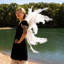 Ailes de costume de plumes d'autruche recyclées de taille moyenne - blanches